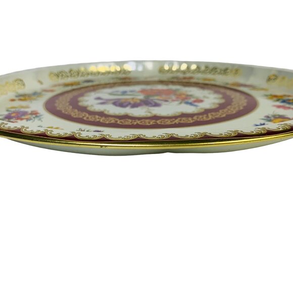 Victorian Style Metal Tray 12" Round Decorative Floral Platter Farmers Market - Picture 9 of 10